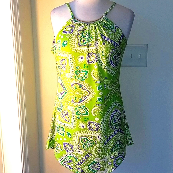 SPECIAL Styles Lily Green & Purple Mandala Hankerchief Tank - Picture 3 of 6